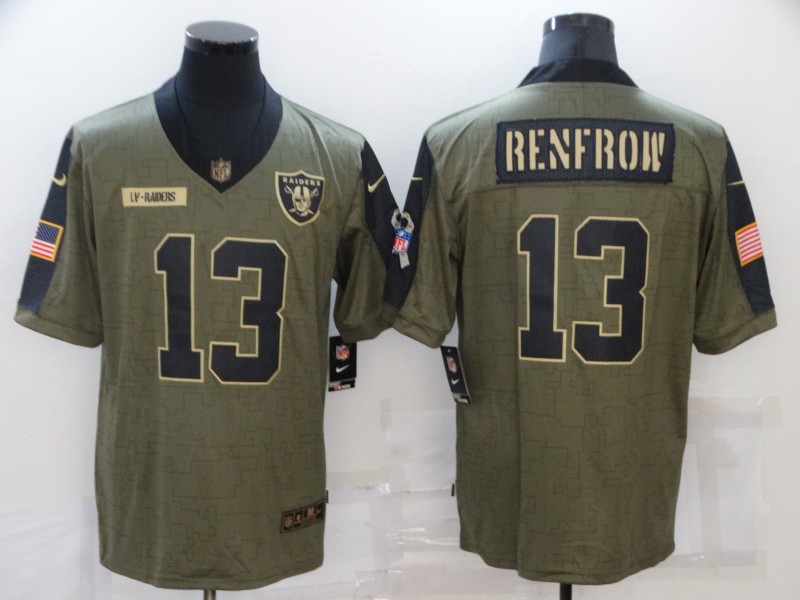 Men's Las Vegas Raiders #13 Hunter Renfrow 2021 Olive Salute To Service Limited Stitched Jersey